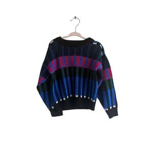 Barrel Vintage Knit Sweater Colorful Pattern Made in‎ USA Kids Size 4